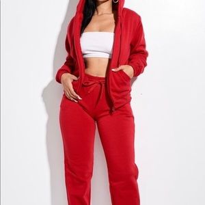 French Terry Sweatsuit in red